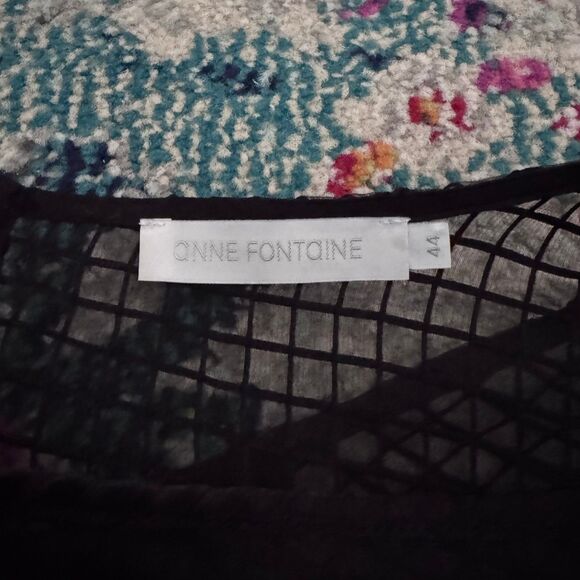 Anne Fontaine Black Geometric Printed‎ Sheer Nolann Blouse Oversized  Sz 44 US12 - Picture 4 of 8